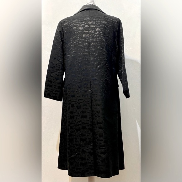 Vtg 60s Hess Apparel Glam Black Long retro trench with rhinestone buttons M - Picture 9 of 15